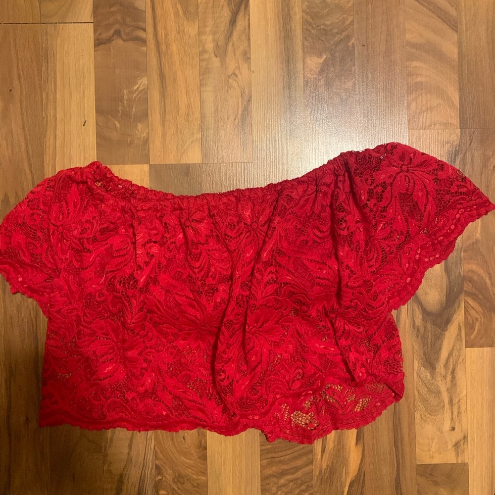 off shoulder lace blouse